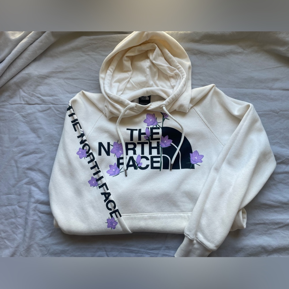The North Face Hoodie with Purple Floral Accents